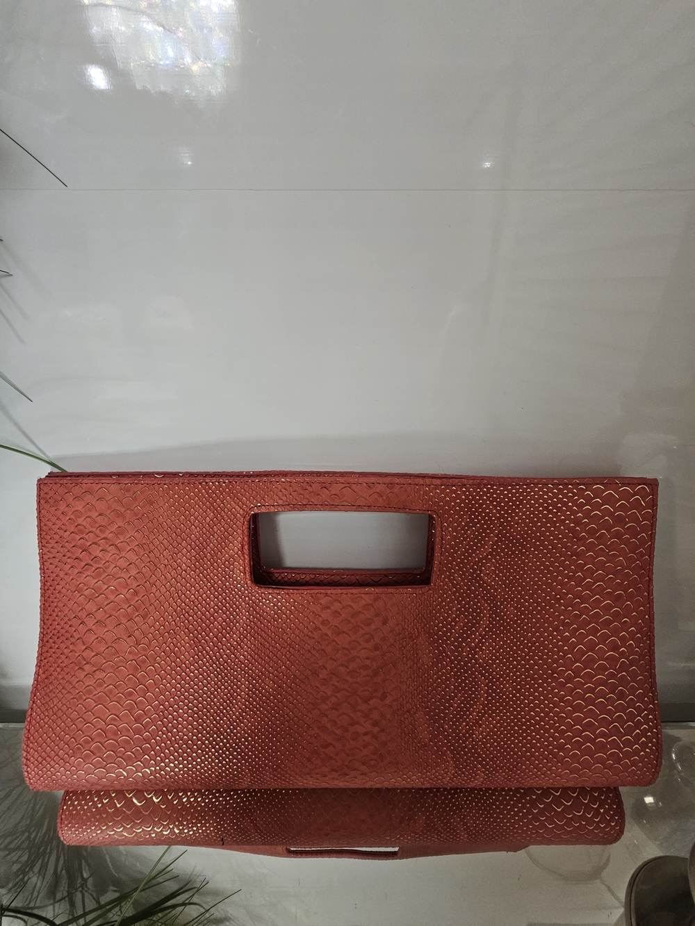 Charming Charlie Red Textured Fold-Over Clutch